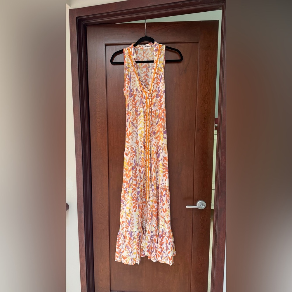 Poupette St. Barth size S long Sleeveless V-Neck multi-color Floral Maxi Dress